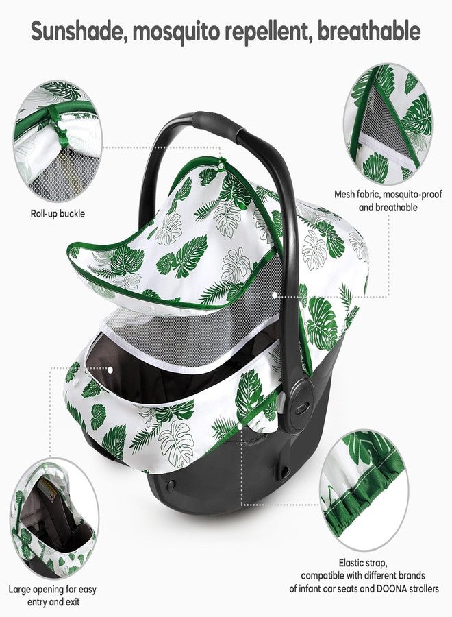 mamatepe Baby Car Seat Cover, 2-in-1 Breathable Carseat Shade Protection & Mosquito Net, Dustproof Privacy Lightweight Canopy Covers for Infant Unisex, Mosquito net for Spring & Summer - Green - Image 2